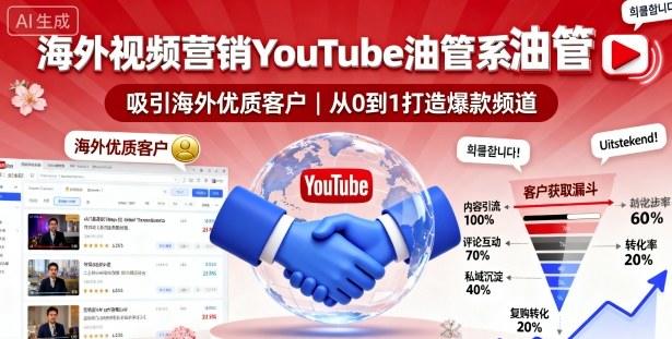 海外视频营销YouTube油管系列课程,吸引海外优质客户-樵渔匹
