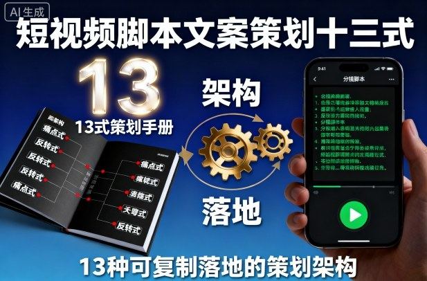 短视频脚本文案策划十三式,13种可复制落地的策划架构-樵渔匹