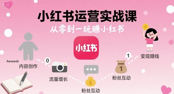小红书运营实战课,从零到一玩賺小红书-樵渔匹