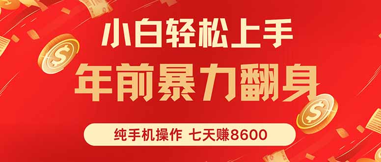 七天狂赚8600,小白纯手机操作,日入1000+-樵渔匹