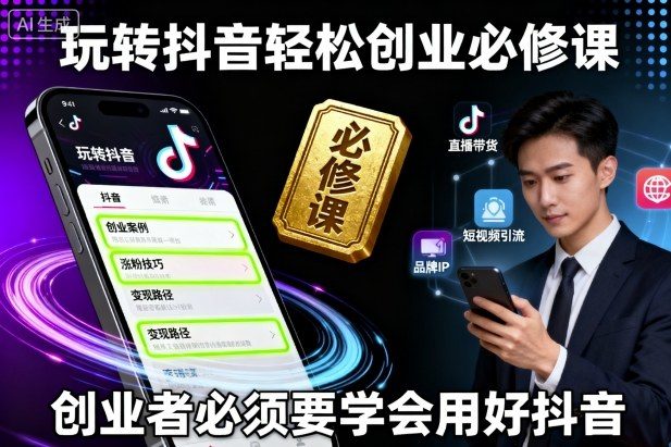 玩转抖音轻松创业必修课,创业者必须要学会用好抖音-樵渔匹