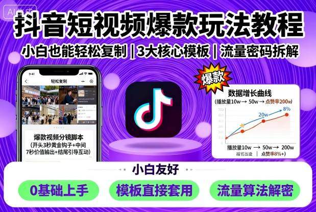抖音短视频爆款玩法教程,小白也能轻松复制-樵渔匹