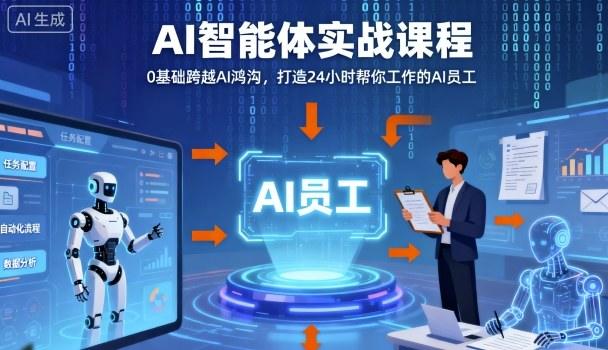 Ai智能体实战课程,0基础跨越Ai鸿沟,打造24小时帮你工作的Ai员工,打破常规,以实战定义Ai-樵渔匹