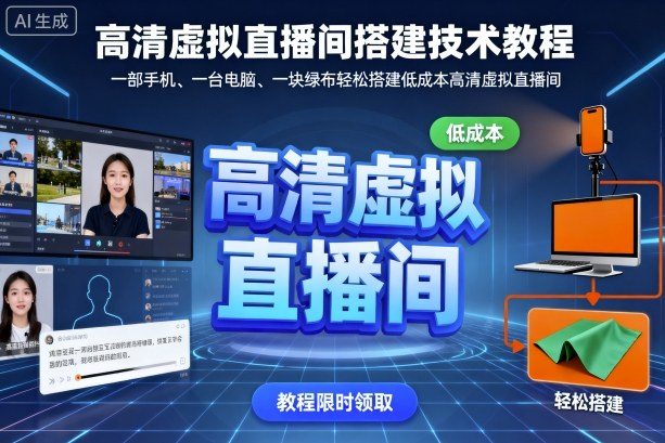 高清虚拟直播间搭建技术教程,一部手机、一台电脑、一块绿布轻松搭建低成本高清虚拟直播间-樵渔匹