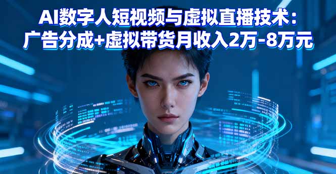 AI数字人短视频与虚拟直播技术:广告分成+虚拟带货月收入2万-8万元-樵渔匹