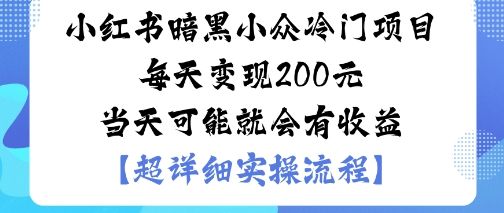 小红书暗黑小众冷门项目每天变现2张当天可能就会有收益-樵渔匹