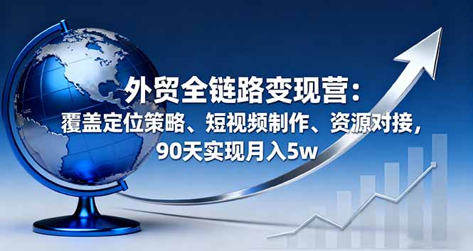 外贸全链路变现营:覆盖定位策略、短视频制作、资源对接,90天实现月入5w-樵渔匹