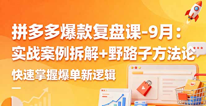 拼多多爆款复盘课-9月:实战案例拆解+野路子方法论,快速掌握爆单新逻辑-樵渔匹