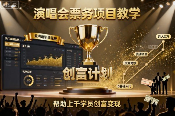 演唱会票务项目教学,业内培训天花板,帮助上千学员创富变现(更新)-樵渔匹