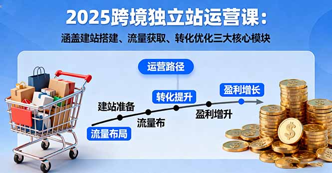 2025跨境独立站运营课:涵盖建站搭建、流量获取、转化优化三大核心模块-樵渔匹