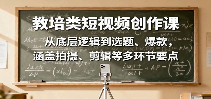 教培类短视频创作课:从底层逻辑到选题、爆款,涵盖拍摄、剪辑等多环节要点-樵渔匹