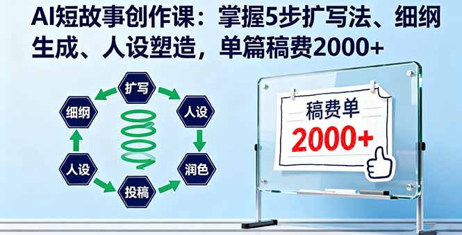 AI短故事创作课:掌握5步扩写法、细纲生成、人设塑造,单篇稿费2000+-樵渔匹