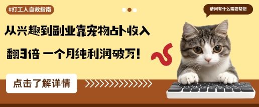 从兴趣到副业靠宠物占卜收入翻3倍一个月纯利润破W-樵渔匹