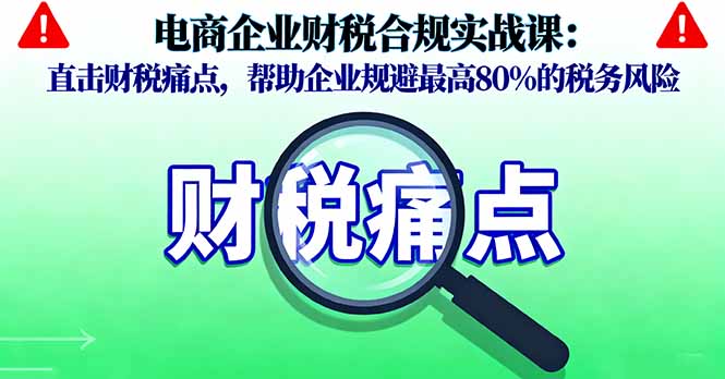 电商企业财税合规实战课,直击财税痛点,帮助企业规避最高80%的税务风险-樵渔匹