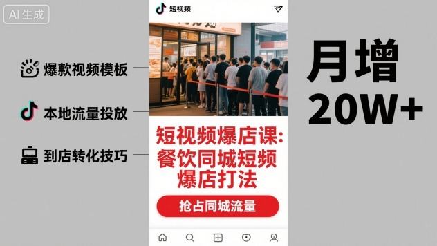 短视频爆店课,餐饮同城短视频爆店打法-樵渔匹