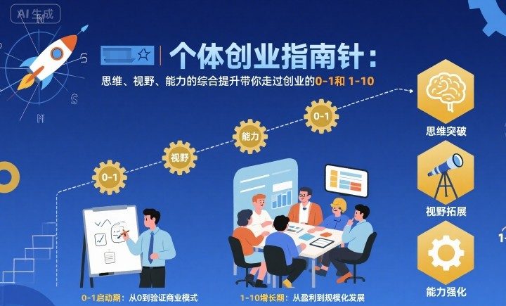 个体创业指南针,思维、视野、能力的综合提升带你走过创业的0-1和1-10【音频】-樵渔匹