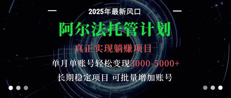 阿尔法托管计划 单账号月入3000-5000,长期稳定项目,新手小白轻松上手-樵渔匹