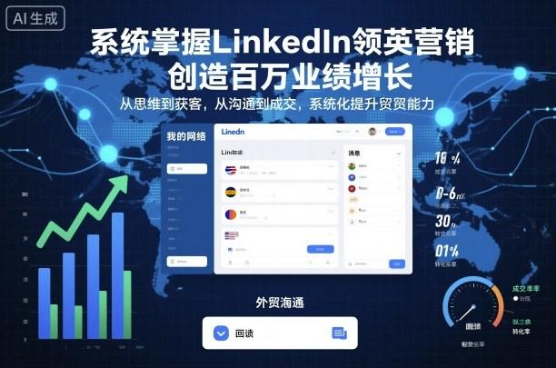 系统掌握LinkedIn领英营销,创造百万业绩增长,从思维到获客,从沟通到成交,系统化提升外贸能力-樵渔匹