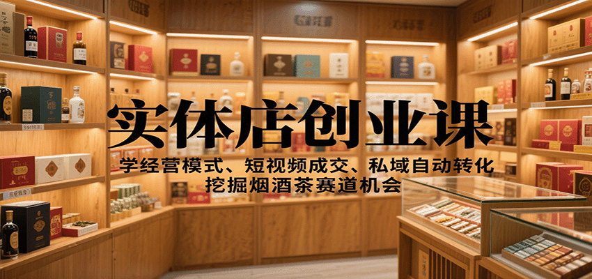 实体店创业课:学经营模式、短视频成交、私域自动转化,挖掘烟酒茶赛道机会-樵渔匹