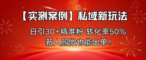 【实测案例】私域新玩法,日引30+精准粉,转化率50%,新人照做也能出单!-樵渔匹