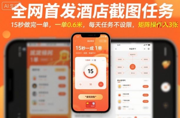 全网首发酒店截图任务,15秒做完一单,一单0.6米,每天任务不设限,矩阵操作日入3张【揭秘】-樵渔匹