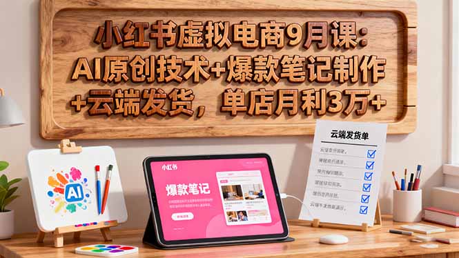 小红书虚拟电商9月课:AI原创技术+爆款笔记制作+云端发货,单店月利3万+-樵渔匹