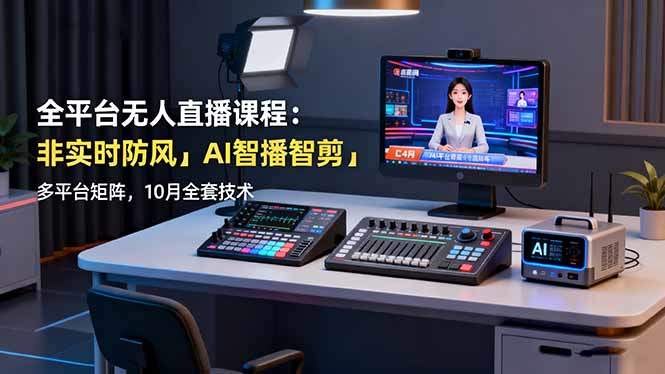 全平台无人直播课程:非实时防风+AI智播智剪+多平台矩阵,10月全套技术-樵渔匹