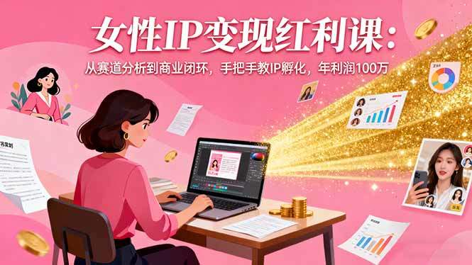 女性IP变现红利课:从赛道分析到商业闭环,手把手教IP孵化,年利润100万-樵渔匹