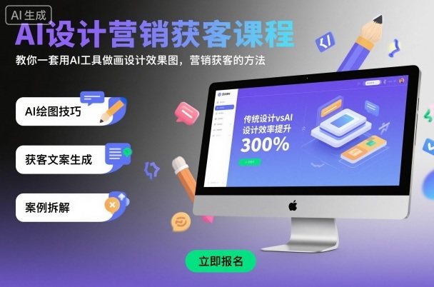 AI设计营销获客课程,教你一套用AI工具做画设计效果图,营销获客的方法-樵渔匹