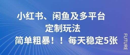 小红书、闲鱼及多平台定制玩法简单粗暴!每天稳定5张-樵渔匹