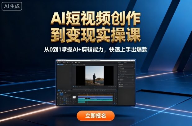 AI短视频创作到变现实操课,从0到1掌握AI+剪辑能力,快速上手出爆款(更新10月)-樵渔匹