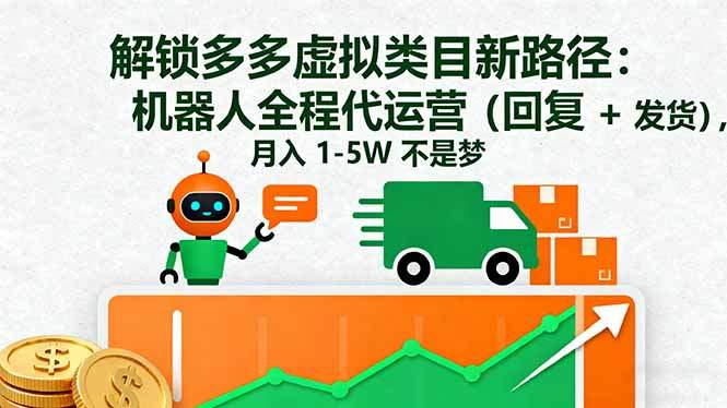 解锁多多虚拟类目新路径:机器人全程代运营(回复 + 发货-樵渔匹