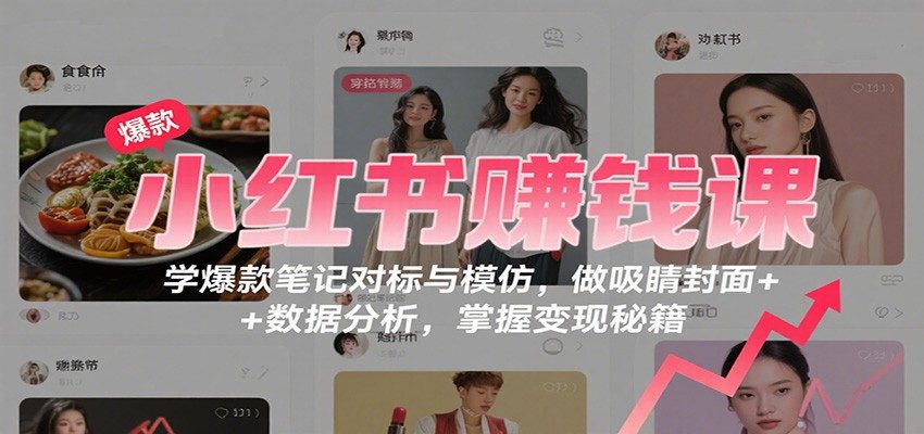 小红书赚钱课:学爆款笔记对标与模仿,做吸睛封面 + 数据分析,掌握变现秘籍-樵渔匹