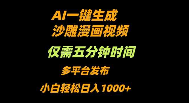 AI一键生成沙雕动漫视频,只需5分钟,小白轻松日入1000+-樵渔匹