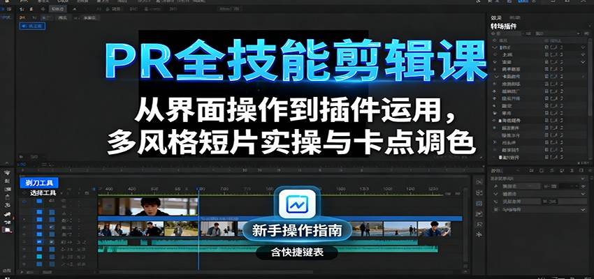 PR全技能剪辑课:从界面操作到插件运用,多风格短片实操与卡点调色-樵渔匹