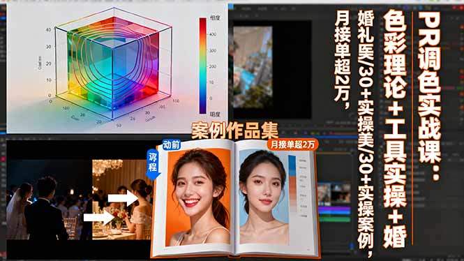 PR调色实战课:色彩理论+工具实操+婚礼医美/30+实操案例,月接单超2万-樵渔匹