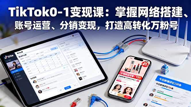 TikTok0-1变现课:掌握网络搭建、账号运营、分销变现,打造高转化万粉号-樵渔匹