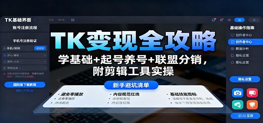 TK变现全攻略:学基础+起号养号+联盟分销,附剪辑工具实操-樵渔匹
