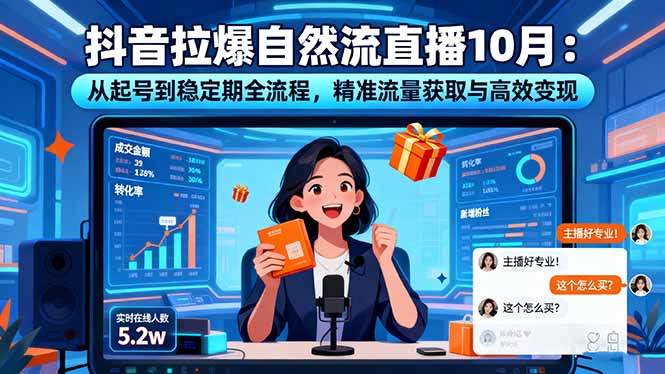 抖音拉爆自然流直播10月:从起号到稳定期全流程,精准流量获取与高效变现-樵渔匹