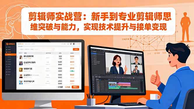 剪辑师实战营:新手到专业剪辑师思维突破与能力,实现技术提升与接单变现-樵渔匹