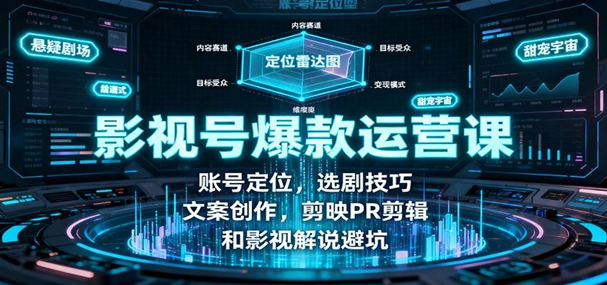 影视号爆款运营课:账号定位,选剧技巧,文案创作,剪映PR剪辑和影视解说避坑-樵渔匹
