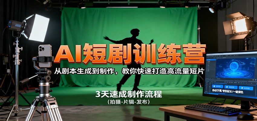 AI短剧训练营,从剧本生成到制作,教你快速打造高流量短片-樵渔匹