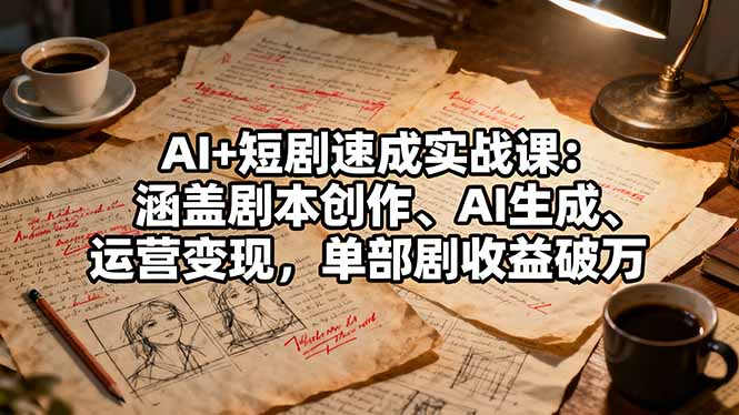 AI+短剧速成实战课:涵盖剧本创作、AI生成、运营变现,单部剧收益破万-樵渔匹