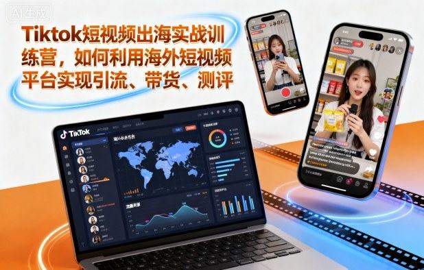 Tiktok短视频出海实战训练营,如何利用海外短视频平台实现引流、带货、测评-樵渔匹