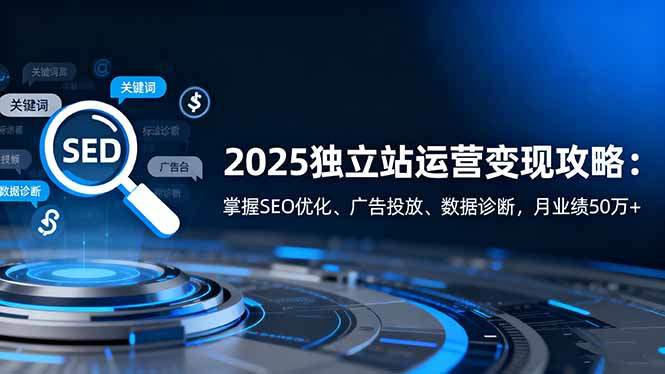 2025独立站运营变现攻略:掌握SEO优化、广告投放、数据诊断,月业绩50万+-樵渔匹