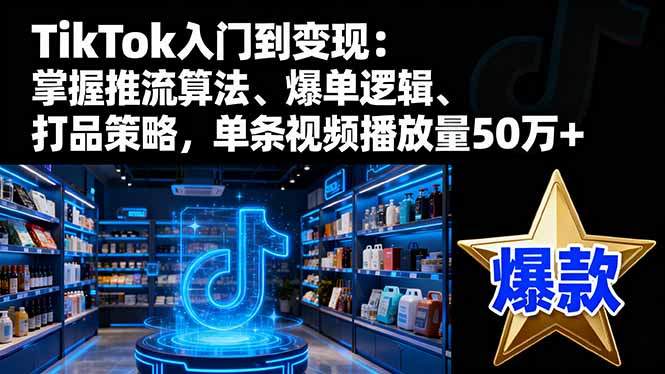 TikTok入门到变现:掌握推流算法、爆单逻辑、打品策略,单条视频播放量50w-樵渔匹