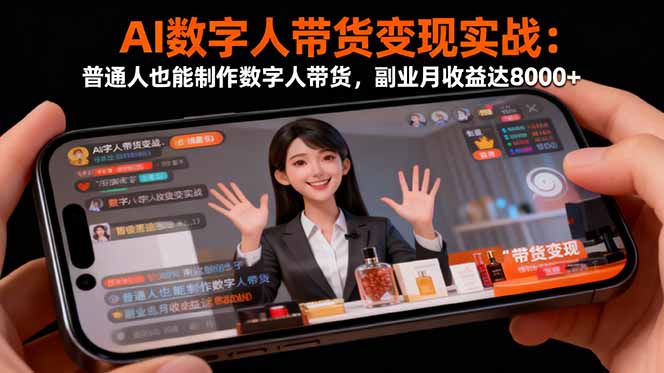 AI数字人带货变现实战:普通人也能制作数字人带货,副业月收益达8000+-樵渔匹