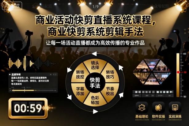 商业活动快剪直播系统课程,商业快剪系统剪辑手法-樵渔匹