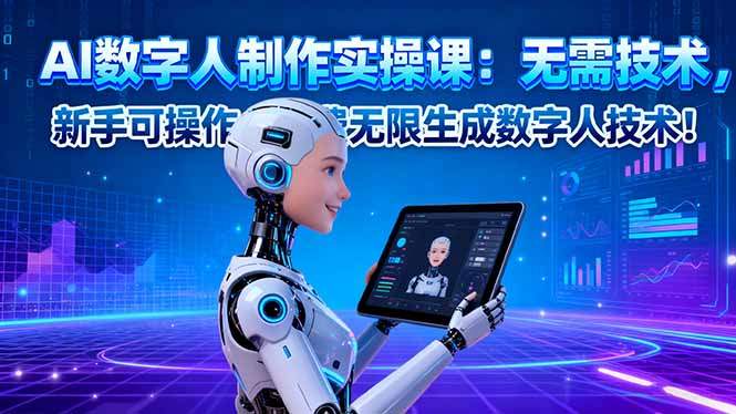 AI数字人制作实操课:无需技术,新手可操作,免费无限生成数字人技术!-樵渔匹