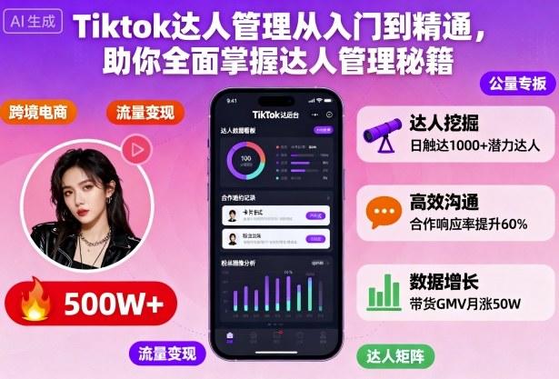 Tiktok达人管理从入门到精通,助你全面掌握达人管理秘籍-樵渔匹